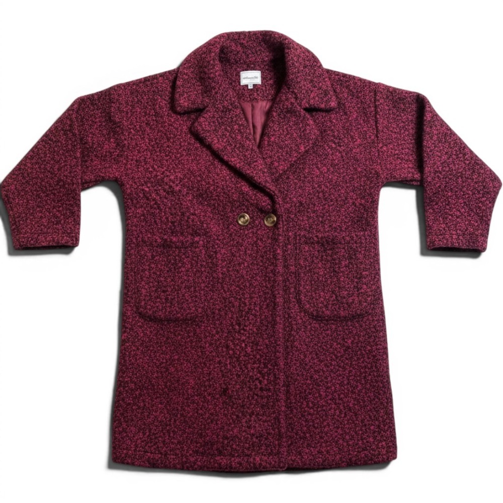 Culture Code Womens Burgundy Boucle Textured Overcoat Jacket Size M New CPJ1586A - Picture 2 of 8